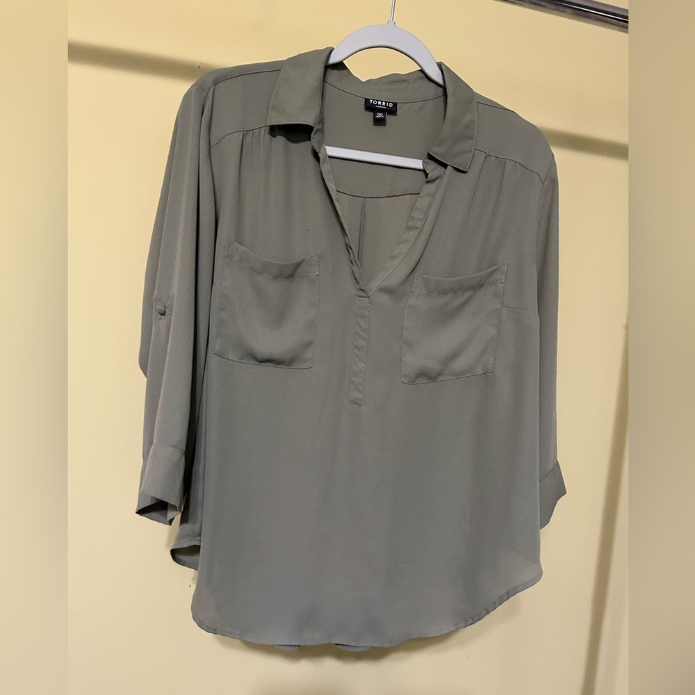 Torrid Harper Slate Gray Blouse